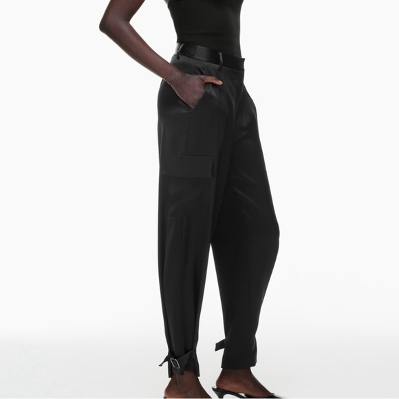 Aritzia Babaton refined cargo satin pants in black size 8 - Picture 3 of 11